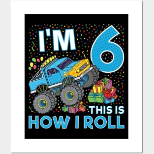 6th Birthday Monster Truck Party Gift 6 Year Old Boy Posters and Art